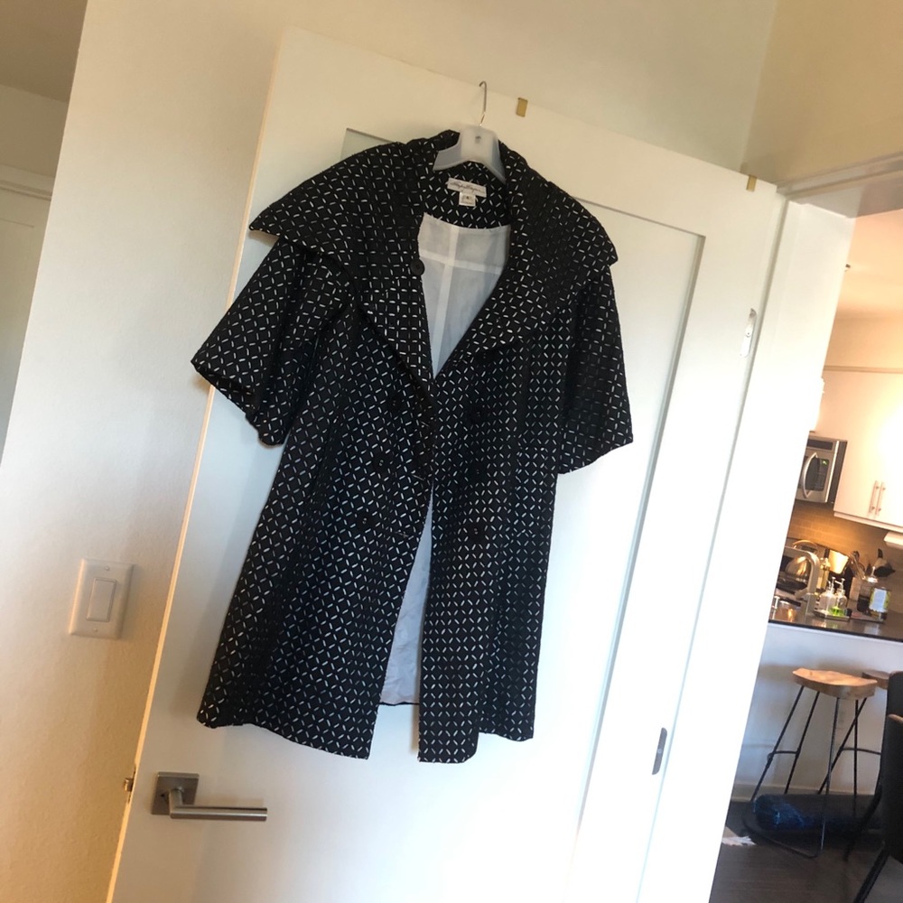 Navy Embroidered Eyelet pea coat - Picture 8 of 8